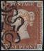 001S 1841 1d PL 21 (OD) BS 10°k red-brown on very blue paper (Iv