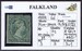 FALKLAND 1878-1879 SG3 6d blue-green (SH3v1) WX (re-entry)