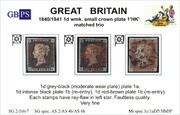 001M 1840/1841 1d PL1 (HK) AS2, AS4b, AS7b (matched trio)PRODÁNO