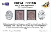 001P 1856 6d PL1 SG 68,70b lilac wmk.emblems  PRODÁNO