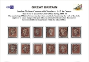 001S 1841 1d red-brown London Maltese Crosses with numbers 1-12