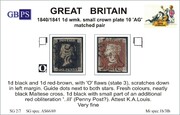 002M 1840-41 1d PL10 (AG) AS 66,AS 69 black-red (matched pair)PR