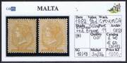 002S MALTA 1882 SG 18,19 0,5d orange-yellow, red-or. wmk.CA UN