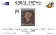 1840 1d PL1a (HH) AS 3 grey-black (very worn) PRODÁNO