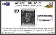 1840 1d PL1b (GA) AS 5b,°za black (re-entry,°1844) PRODÁNO