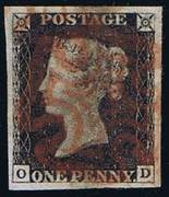 1840 1d PL1b (OD) AS 5g,h black (BR'NE'jd,LRC)