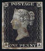 1840 1d PL4 (SA) AS 23 black ....