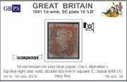 1841 1d PL16 (LB) BS 5c(2) red-brown VBP (BS1) AM282