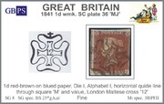 1841 1d PL36 (MJ) BS 25°g,h,ul(1) red-brown (HGSW,Val,MC12) AM57