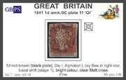 1841 1d PL11 (QI) AS 74 red-brown (black plate) PRODÁNO