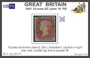 1841 1d PL16 (PA) BS 5°i pale red-brown (worn)  PRODÁNO