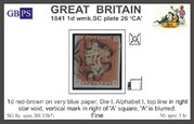 1841 1d PL26 (CA) BS 15h(2) red-brown, very blue paper  PRODÁNO