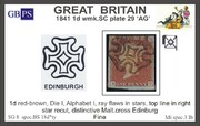 1841 1d PL29 (AG) BS 18d°ty red-brown, MC 'Edinburgh' PRODÁNO
