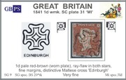 1841 1d PL31 (MI) BS 20 pale red-brown (worn) PRODANO