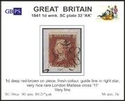 1841 1d PL32 (AK) BS 21°g,uk deep red-brown (VGNE,MC11) PRODÁNO
