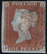 1841 1d PL36 (EH) BS 25b red-brown on very blue p.(EDd,42-3RF