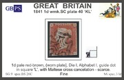 1841 1d PL40 (KL) BS 26C pale red-brown (worn)  PRODÁNO