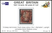 1841 1d PL41 (LG) BS 30(4) deep red-brown PRODÁNO
