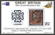 1841 1d PL9 (GH) AS 57 red-brown (black plate) MC'London I'PRODÁ