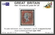 1841 1d PL99 (JE) BS 31°xb red-brown (blue numeral) PRODÁNO