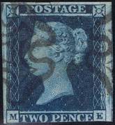 1841 2d PL3 (ME) ES 12°d°ub deep full blue (Ivory head, black M