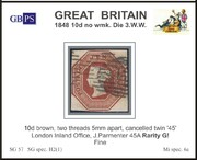 1848 10d brown H 2(1) (2T 5mm) Die 3ww (45LIO) A12  PRODÁNO