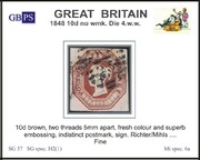 1848 10d brown H 2(1) (2T 5mm) Die 4ww A16
