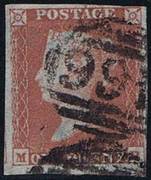 1852 1d PL170 (MB) B 2 red-brown