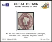 1854 6d dull lilac H 3f(2) wmk.VR inv-reversed (149) Die 1.ww A1
