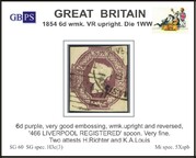 1854 6d purple H 3c wmk.VR upright (466) A5 ..AB