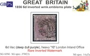 1856 6d PL1 SG 68Wi lilac (deep dull purple) invert. wmk.emblems