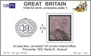 1856 6d PL1 SG 70 pale lilac wmk.emblems (IO19)PRODÁNO