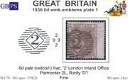 1856 6d PL1 SG 70 pale (reddish) lilac wmk.emblems (IO2)PRODÁNO