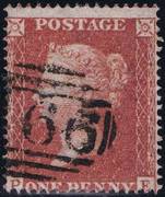1857 1d PL44 (PE) C 11 rose-red (white paper)