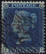 1857 2d PL6 (IG) F7 deep blue (Ivory head)
