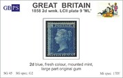 1858 2d PL9 (ML) G 2 blue wmk.II HM aukro prodáno
