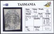 TASMANIA 1863 SG46 6d grey-violet W6 PX (IIII)