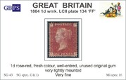1864 1d PL134 (FF) G 1(1) rose-red LM PRODÁNO