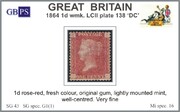 1864 1d PL138 (DC) G 1(1) rose-red M