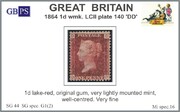 1864 1d PL140 (DD) G 1(2) lake-red LM