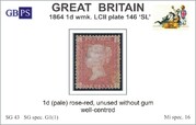 1864 1d PL146 (SL) G 1(1) (pale) rose-red UN PRODÁNO