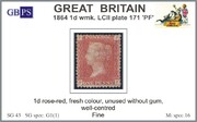 1864 1d PL171 (PF) G 1(1) rose-red UN PROdáno