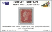 1864 1d PL208 (RJ) G 1(1) rose-red LM PRODÁNO