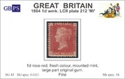 1864 1d PL212 (MI) G 1(1) rose-red M prodáno