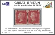 1864 1d PL74 (PE-PF) G 1(2) lake red V2P M