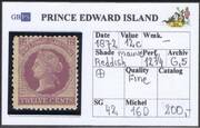 PRINCE EDWARD ISLAND 1872 SG42 12c reddish mauve WX P12 1'4 LM