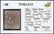 TOBAGO 1882 SG14 0,5d purple-brown WCA P14 (A14)