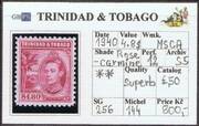 TRINIDAD TOBAGO 1940 SG256 4,8 rose-carmine, wmk.MSCA perf.12 UM