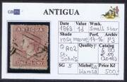 ANTIGUA 1863 SG 5 1d rosy mauve wmk.SS perf.14-16 (A02)