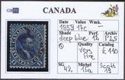 CANADA 1859 SG42 17c deep  blue WX P12 A1